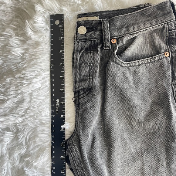 We The Free People Jeans Womens 26 Black Straight Leg Denim Mid Rise Button Fly - Picture 6 of 8